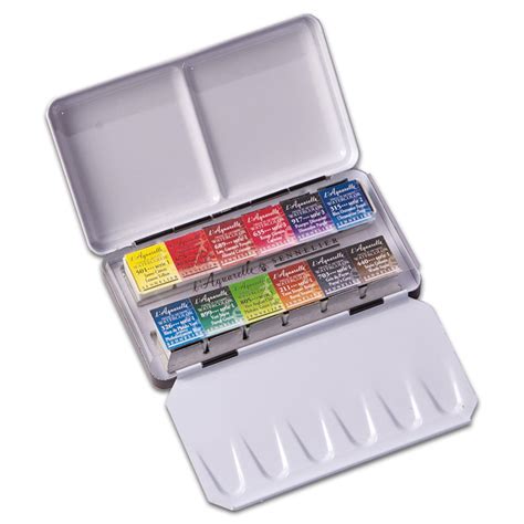 sennelier half pan metal pocket box set of 12|Sennelier : Watercolor Paint : Half Pan : Metal Tin Pocket Set of 12.